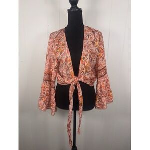 bigg bull by cam silk tie cover up top‎ one size (s-xl) Pink Orange